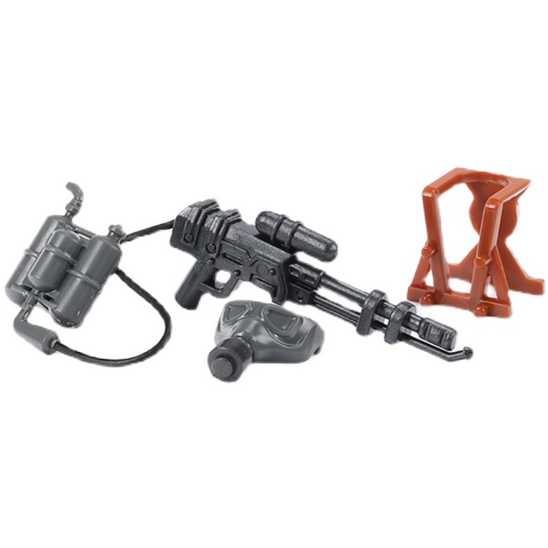 Locking WW2 Flamethrower Antigas Mask Action Figures Accessories Buig Blocks Type Military Weapon Br