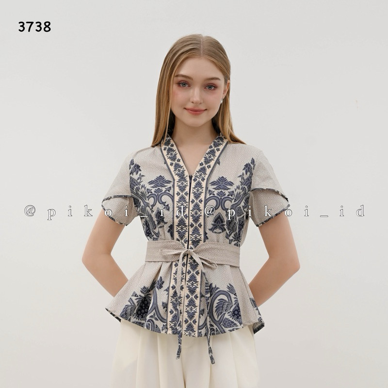 XALISHOP Atasan batik wanita lengan pendek busui friendly / baju batik wanita modern FREE BELT lenga