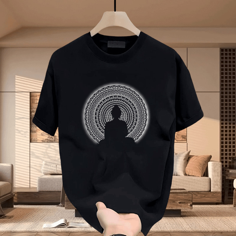 【HOT】 Kaos Buddha Motif Mandala Putih | T-Shirt Unik Streetwear Pria Wanita/Kaos Buddha / Kaos Manda