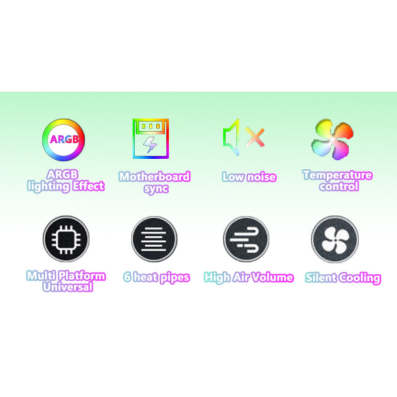 ICE Whale 6 Heat pipes CPU Cooler ITX Down Pressure Air Cooling Raator for LGA2011/1200/1700/115X AM