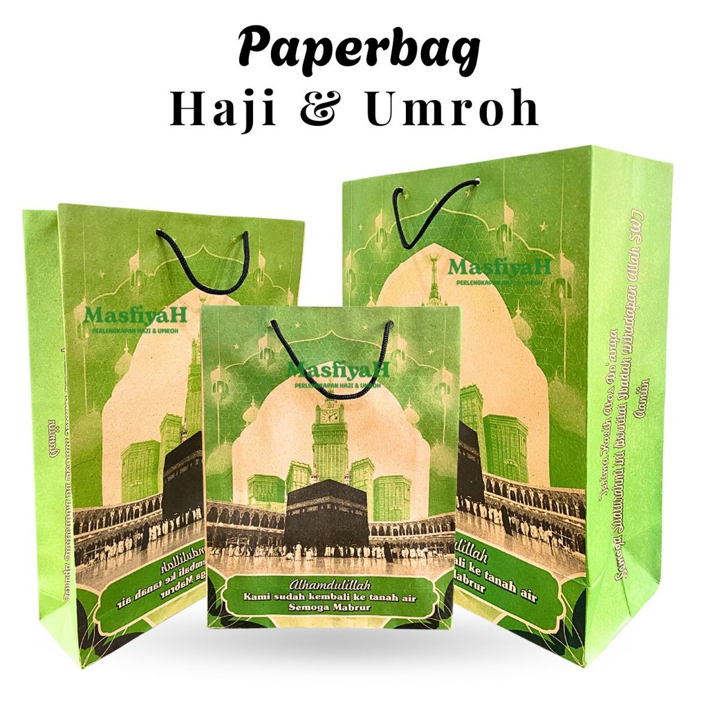 (1KODI/1PACK) PAPERBAG HIJAU SOUVENIR HAJI OLEH OLEH UMRAH PAPER BAG UMRAH PAPERBAG SOUVENIR HAJI TM
