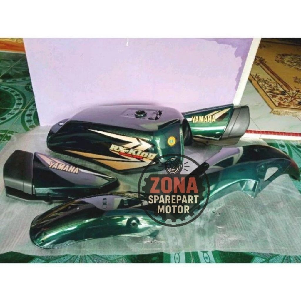 PAKET HEMAT TANGKI TENGKI FULLSET YAMAHA RX KING RX-KING TAHUN 2002 HIJAU BOTOL GLOSSY