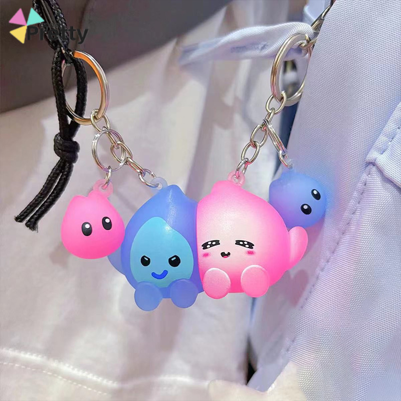 Gantungan Kunci Boneka Bercahaya Kreatif Gantungan Kunci Pria Api Kecil Magnetik Liontin Pasangan PD