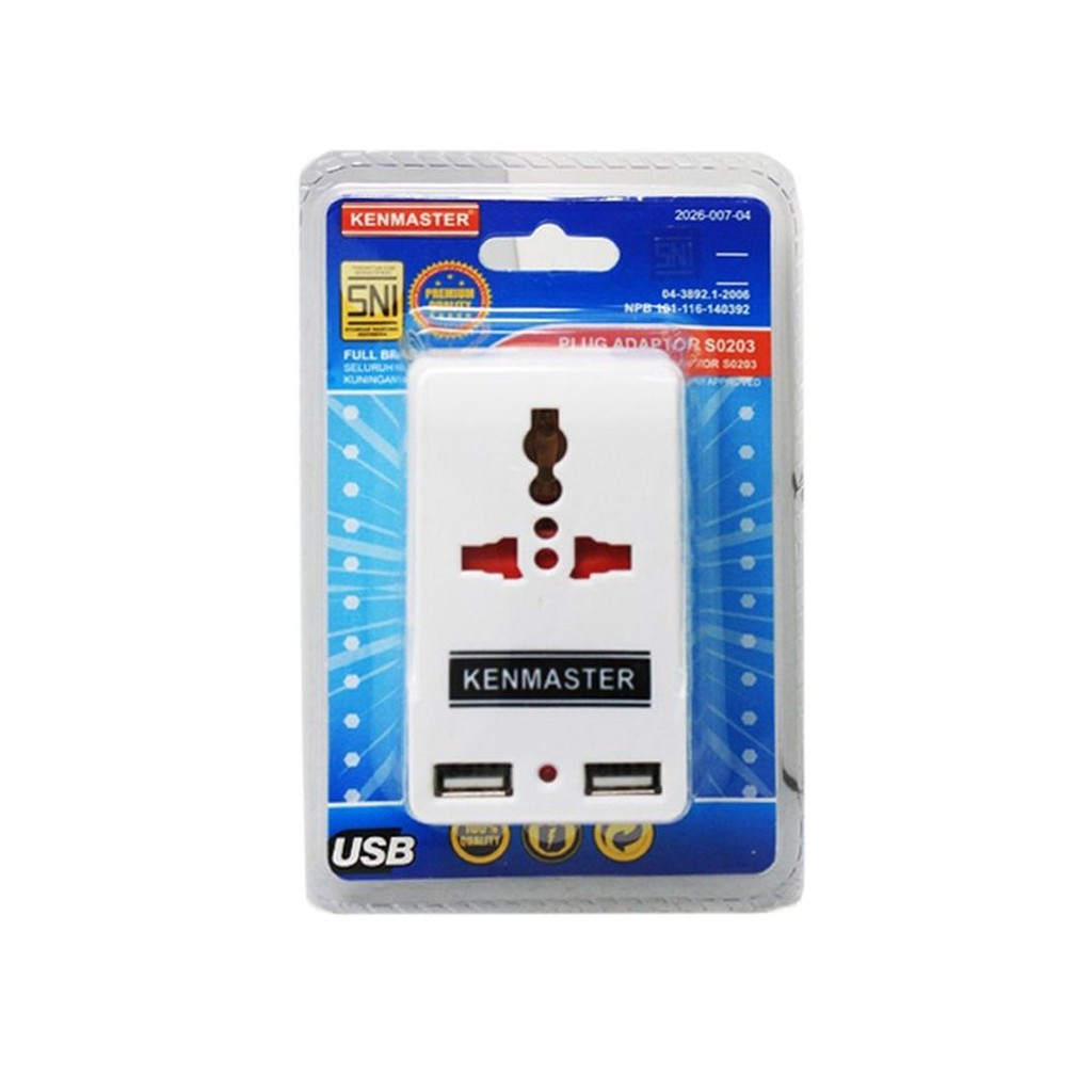 KENMASTER STEKER ADAPTOR USB S0203