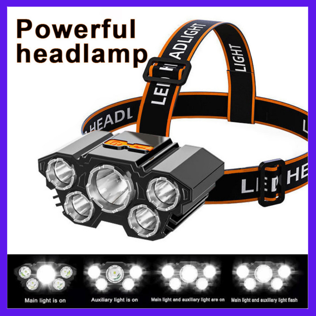 Senter Headlamp Led Senter Kepala 5 lampu Senter Kepala 5 led Senter LED Kepala Headlamp 5 XPG AMARY