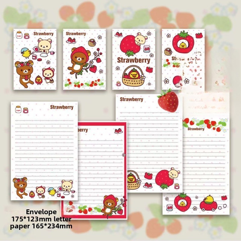 Rilakkuma Cute Cartoon Envelop and Notepaper Set Boys Girls Birthday Party Wish Envelopes Cartoon An