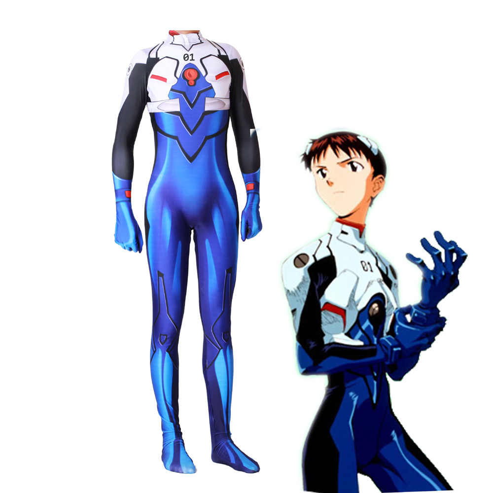 Anime Plugsuit Cosplay Costume Ikari Shinji Zentai Bodysuit Suit Jumpsuits