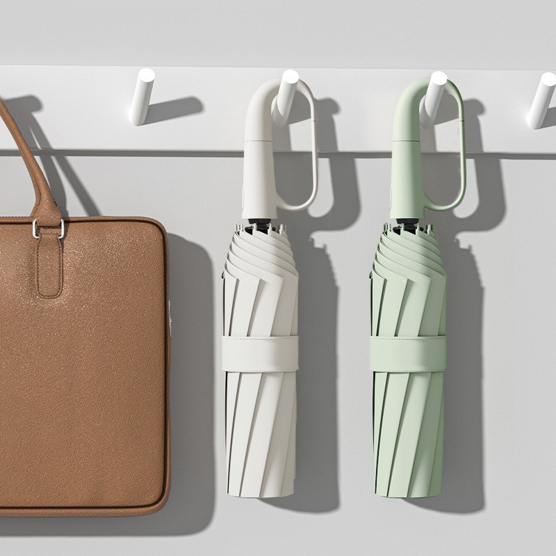 Payung Lipat Otomatis Penuh dengan Gesper Cincin Tebal yang Diperkuat untuk Pria dan Pelajar, Ukuran