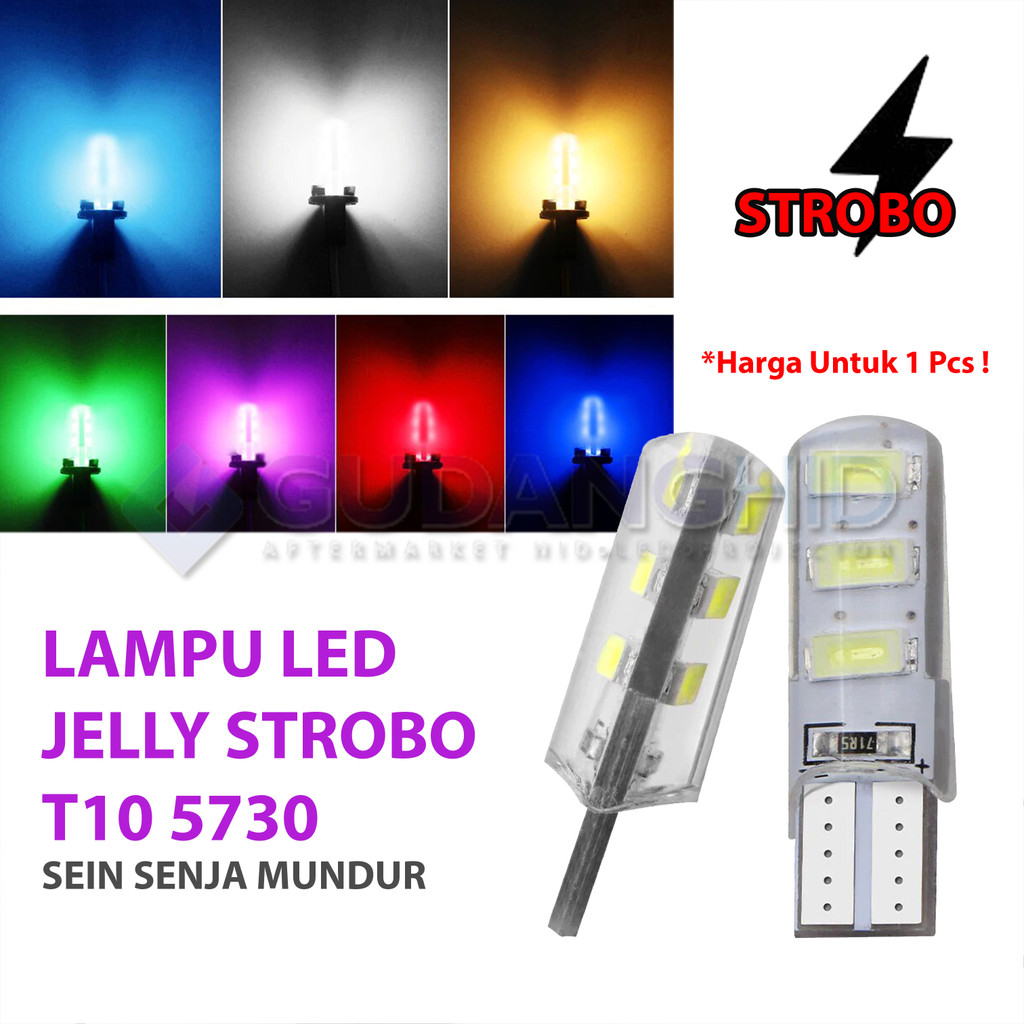 Lampu T10 Strobo Blitz Flash Kedip LED T10 Gel Jelly Strobo 6 Mata