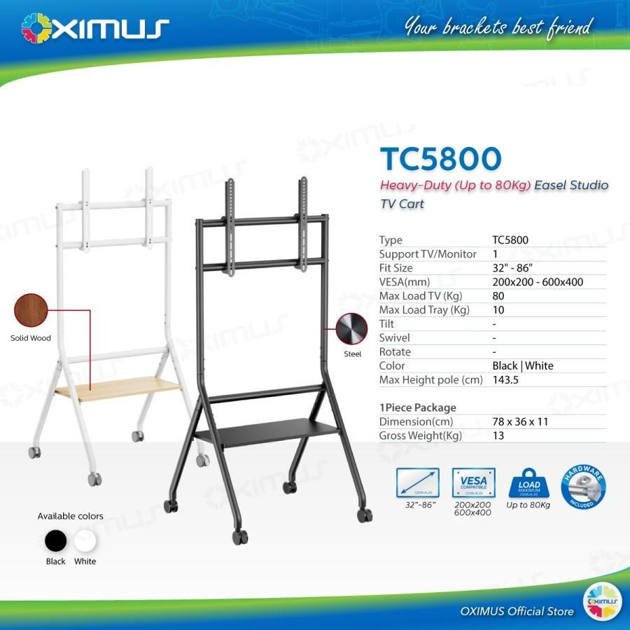 OXIMUS TC5800 Bracket TV Standing Roda Portable 32" - 86" Max 80kg TC 5800