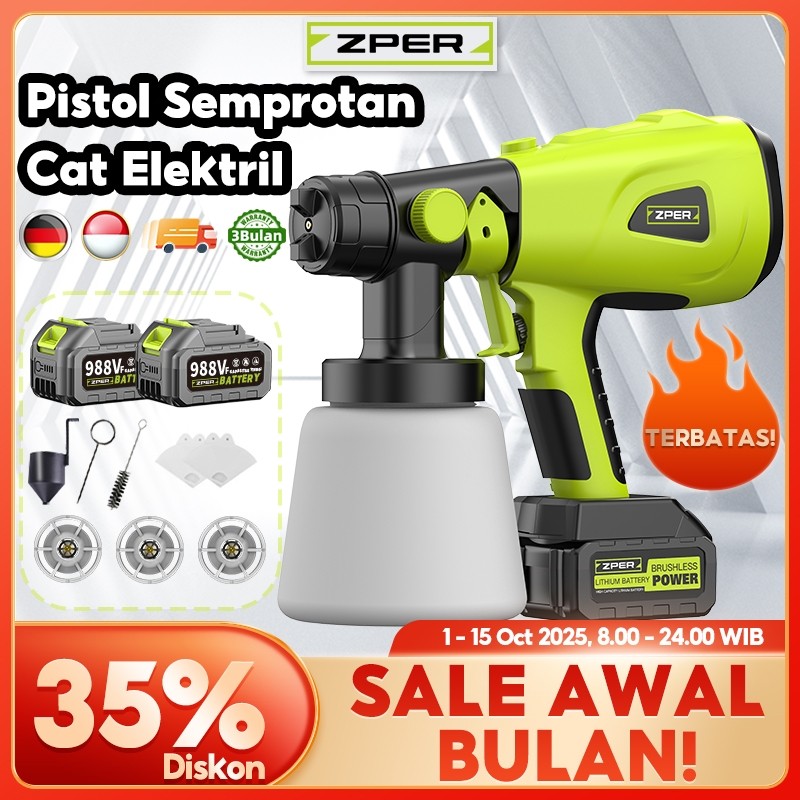 JANGANLIRIK ZPER Alat cat Semprot  listrik spraygun cordless 800W Min Electric SprayGun Baterai Komp