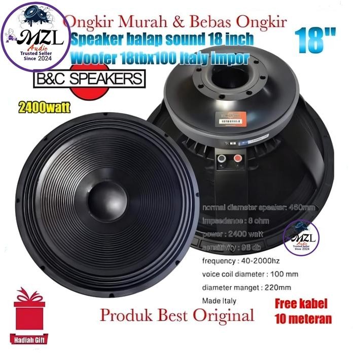 Speaker balap sound B&C impor Original luar Made italy 18 inch Tbx 100 new karater Low Bass