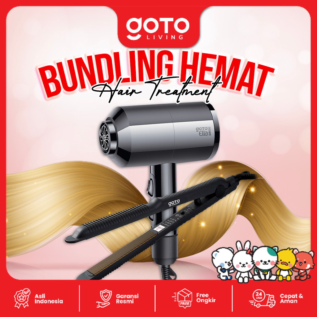 [Bundling Hemat] Goto Hair Dryer Pengering Rambut + Catokan Rambut Lurus
