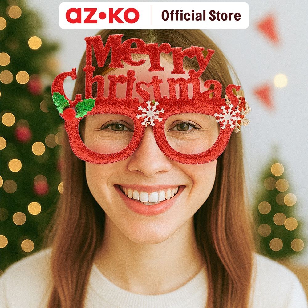 AZKO Noelle Kacamata Natal Merry Christmas - Merah Hiasan Natal Pernak Pernik Natal Ornamen Natal De
