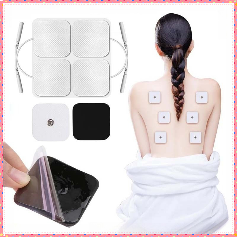 4pcs Pad Elektroda Tens Pad Tens Kancing Electrode Pads Putih Bantalan Elektroda Pads Electroda EMS 