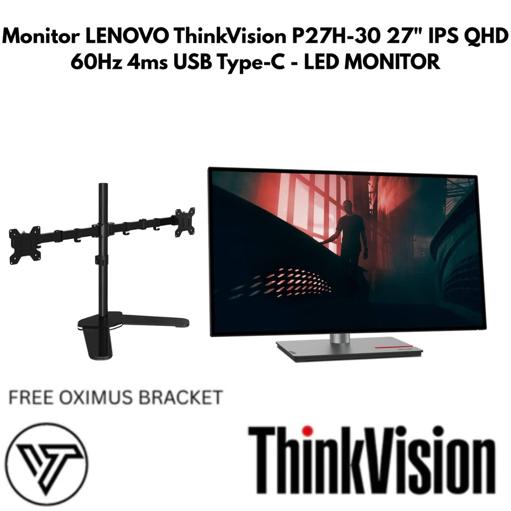 Monitor LENOVO ThinkVision P27H-30 27" IPS QHD 60Hz 4ms USB Type-C - LED MONITOR