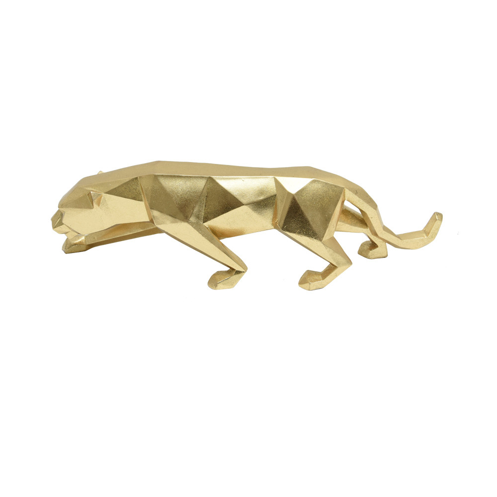 Informa 13 cm Patung Miniatur Macan Tutul Wkm7 - Gold Patung Pajangan Meja Dekorasi Hewan Mini Hiasa