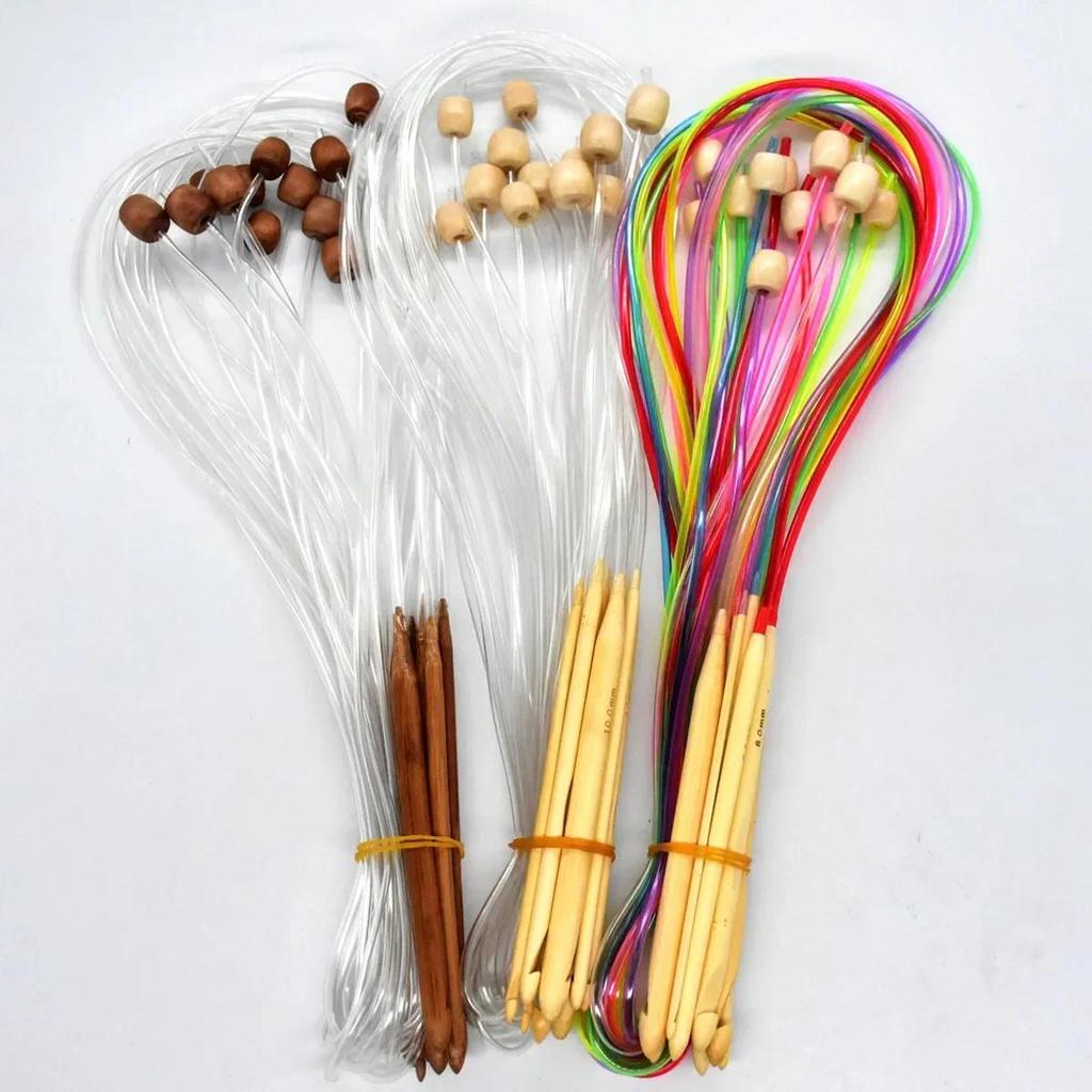 Carbonized Bamboo Knitting Needles Rug Weave Carpet  Flexible Afghan Tunisian Crochet Hook 10mm - 3m