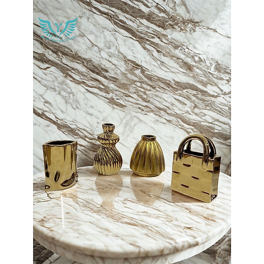 Vas Bunga Dekorasi/ Vas dekorasi ruangan mewah/Vas Bunga Keramik aestetic/Vas bunga Gold Luxury/Vas 