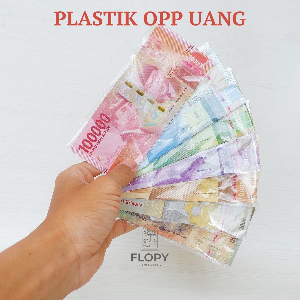 [95 - 100 Lembar] Plastik OPP Uang untuk Buket Uang