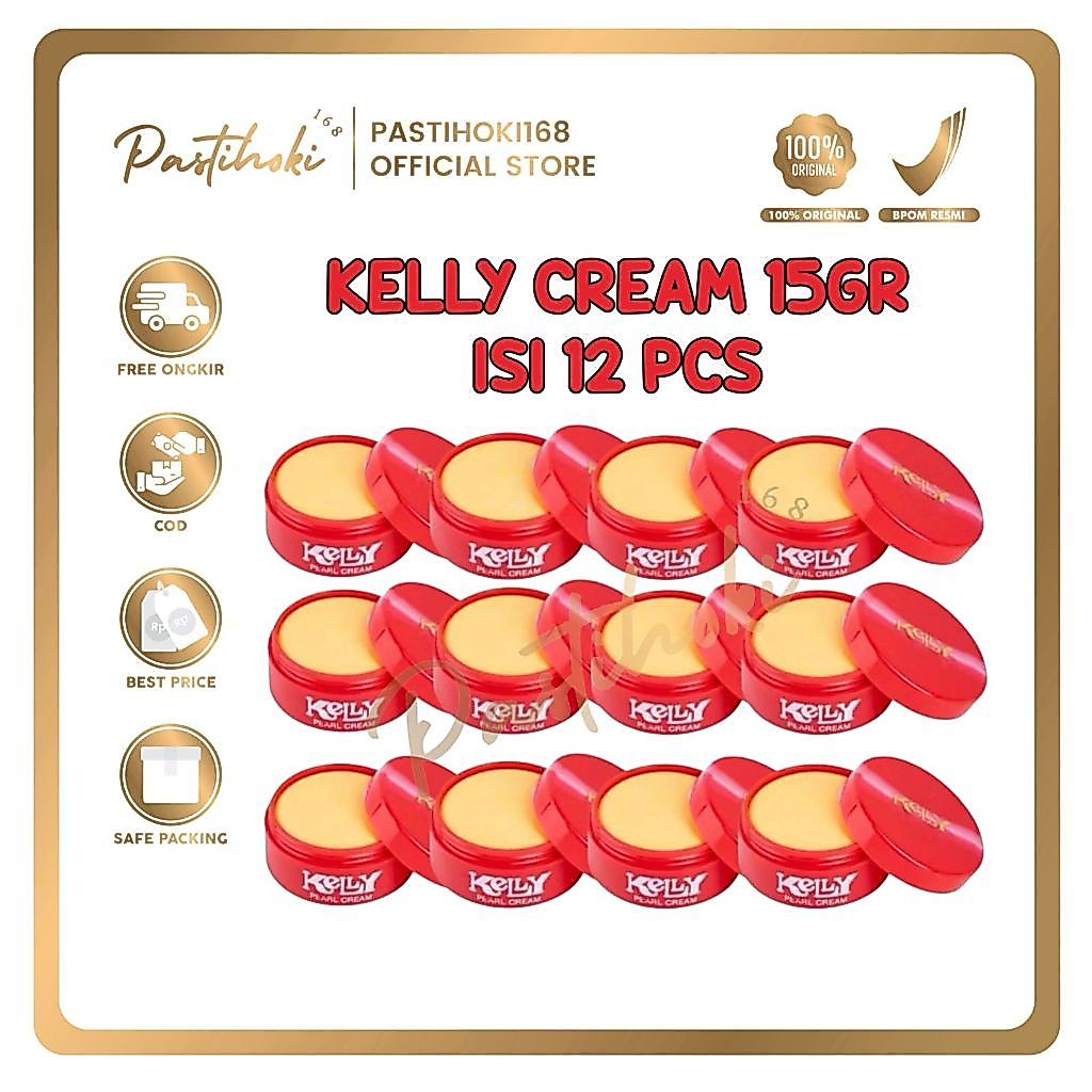 [PAKET ISI 12] GROSIR HEMAT KELLY Pearl Cream 15gr 5gr Foundation Krim Wajah BUNDLE LUSINAN