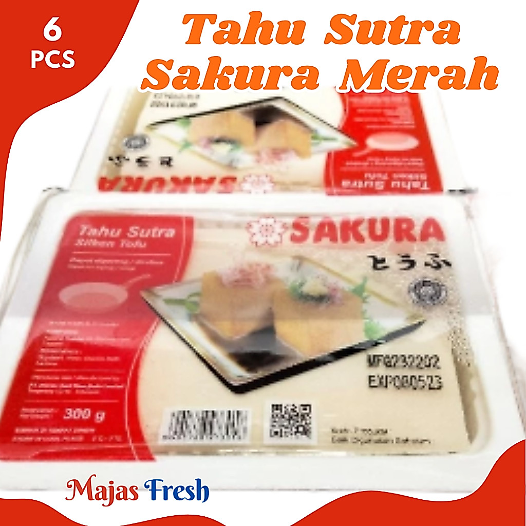 TAHU SUTRA SAKURA Silken Tofu Merah Segar - Tahu Sutera Sakura Putih Kotak Merah Fresh | isi 6 Pcs -