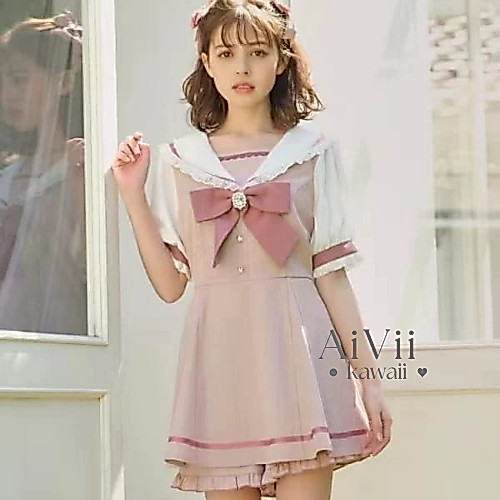 (AiVii) SETELAN LIZ LISA DUPE RYOUSANGATA PINK STRIP