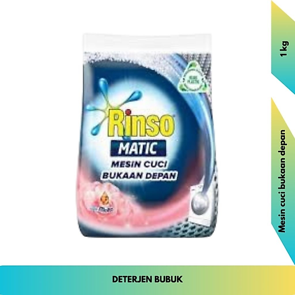 Rinso Matic Deterjen Bubuk Bukaan Depan 900 gram - Aroma Segar, Hapus Noda Cepat, Busa Rendah