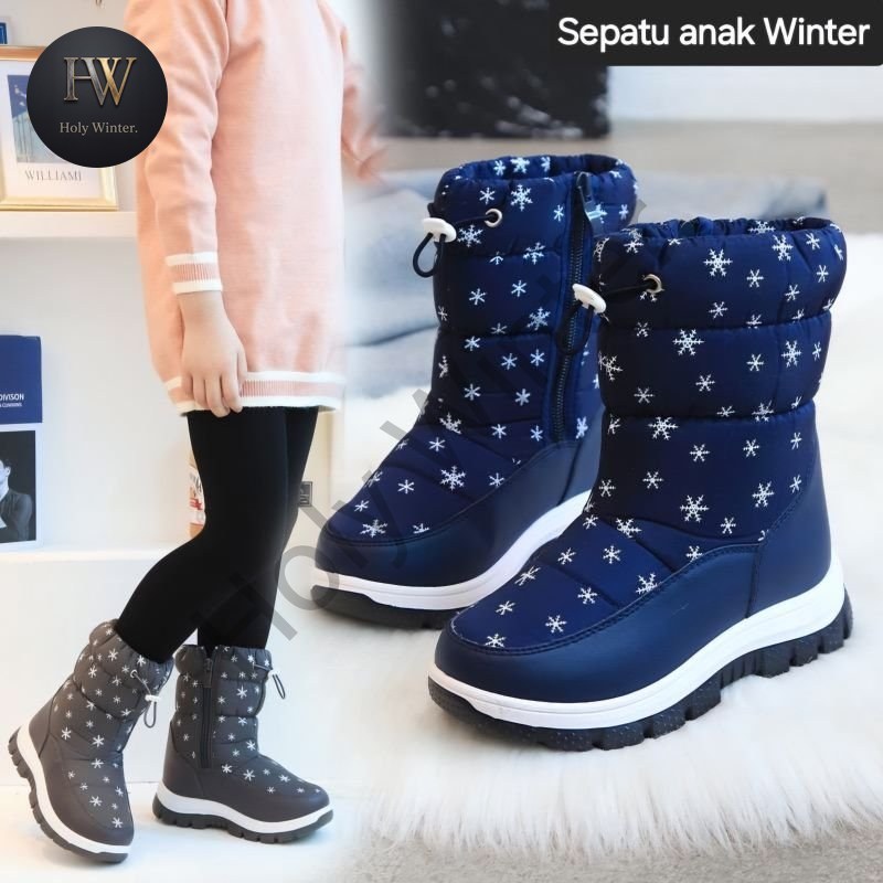 Holy Winter Sepatu Boots Anak Musim Dingin | Kids Winter Snow Boots Waterproof Anti-Slip Fleece