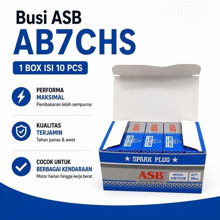 Busi  AB7CHS ASB Motor GRAND PRIMA WIN MIO REVO JUPITER Z SUPRA LEGENDA AB7CHS ASB (isi 10pcs)