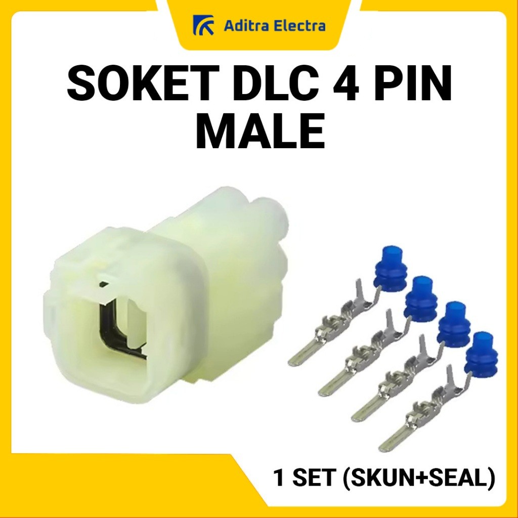 Soket DLC 4 Pin Male Putih 1 Set / Soket DLC Honda & Kawasaki Waterproof