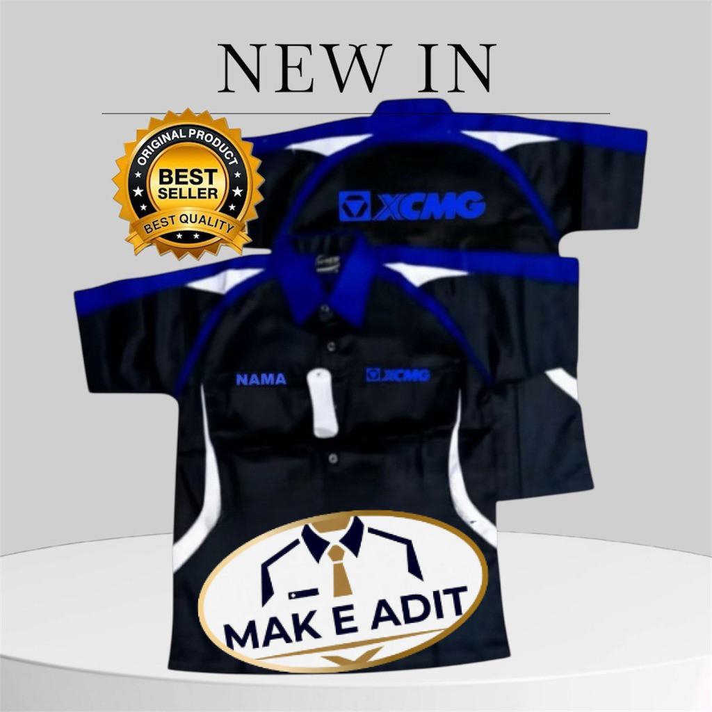 kemeja xcmg terbaru full bordir baju xcmg lengan pendek free nama Best Seller