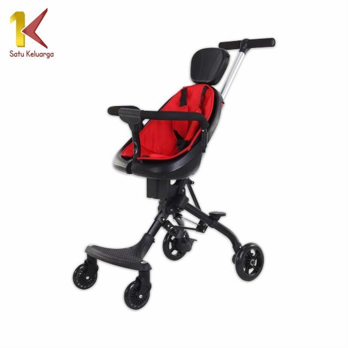 SK C228 Kereta Dorong Ajaib Bayi  Kereta Bayi Dorong Roda 4  Stroler Anak - HITAM MERAH