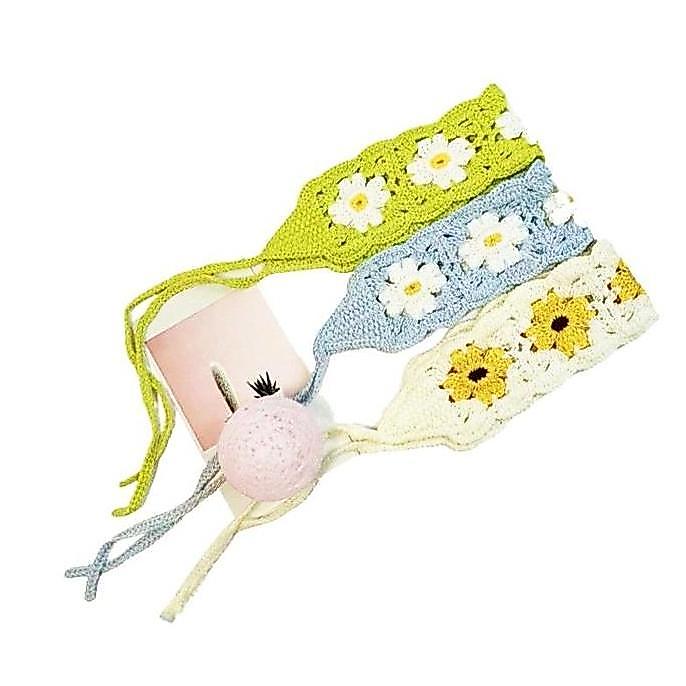 HATSUD Bandana Rajut Headband Knit Korean Bandana Scarves Bando Kain Rajut Bando Motif Kain Rajut Kn