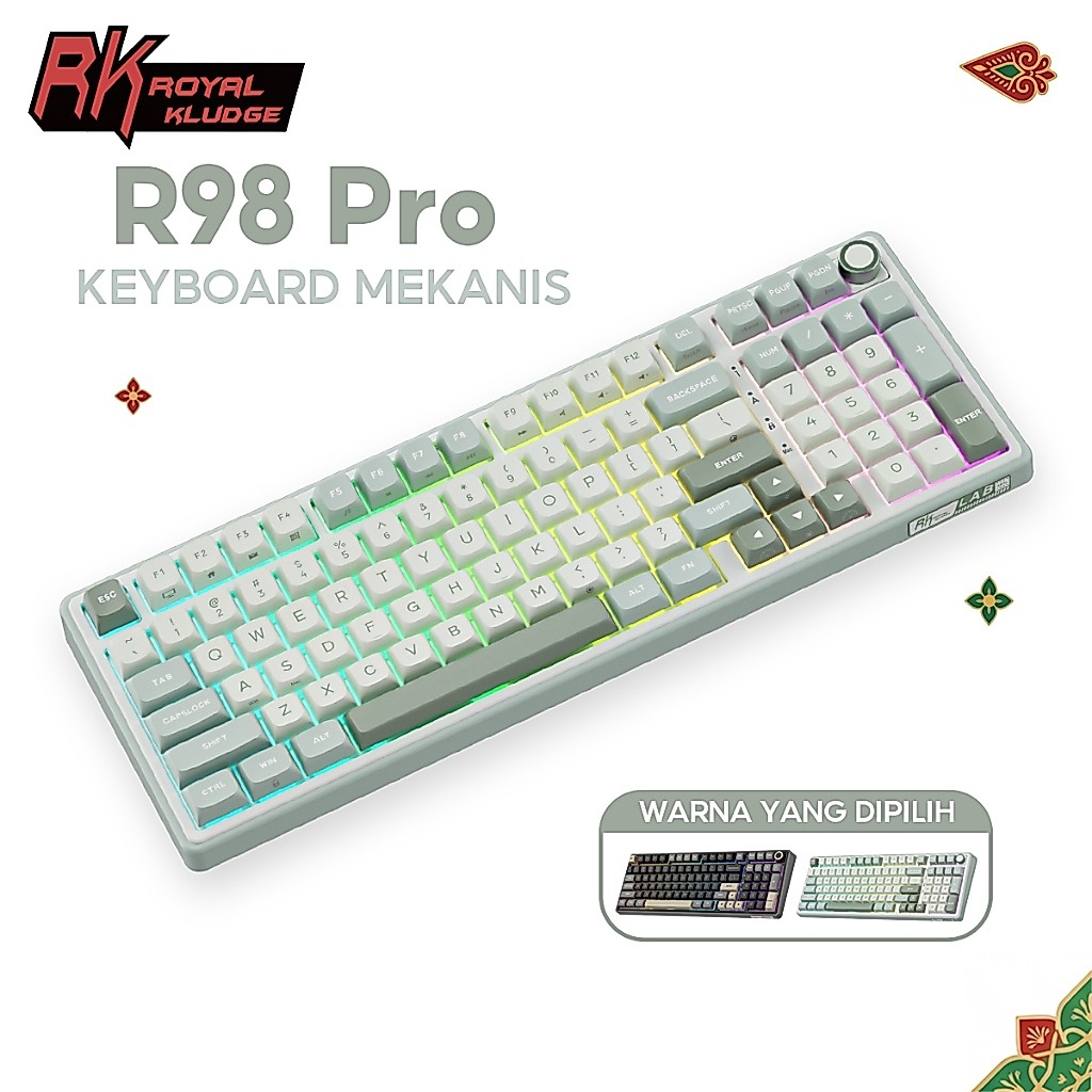 Royal Kludge RK R98Pro Sky Cyan 98 Key RGB With Knob Mechanical Keyboard