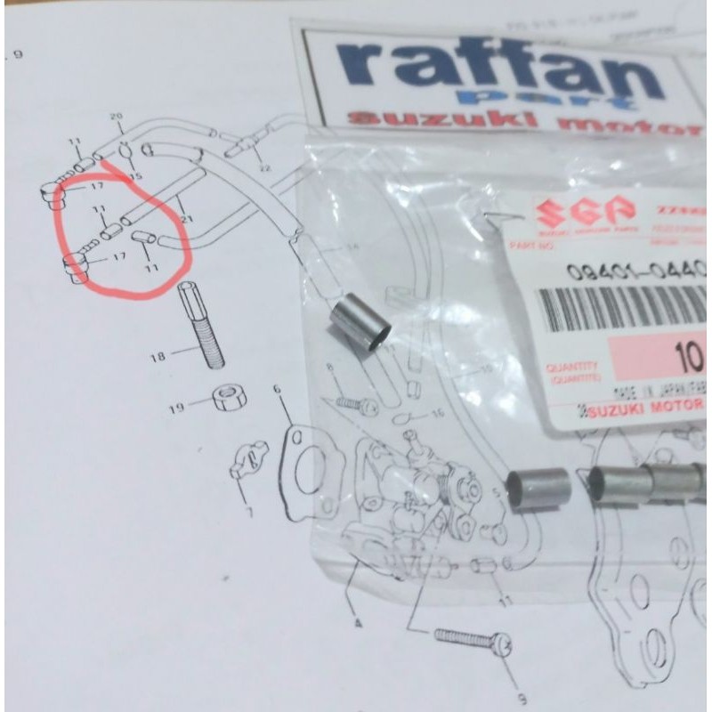 klem selang kecil pompa oli satria 2tak ori