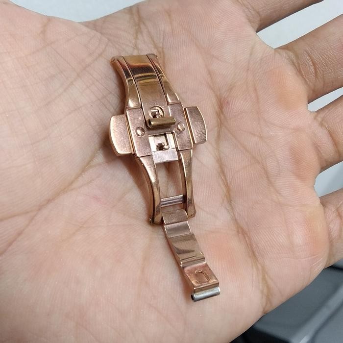 buckle strap jam tangan model butterfly rose gold