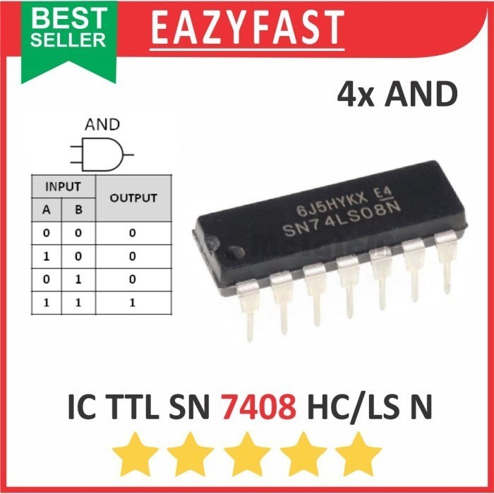 IC TTL SN 7408 N HC LS DIP Gerbang Logika AND Logic Gate SN74HC08 SN74LS08 SN74HC08N SN74LS08N 74HC0