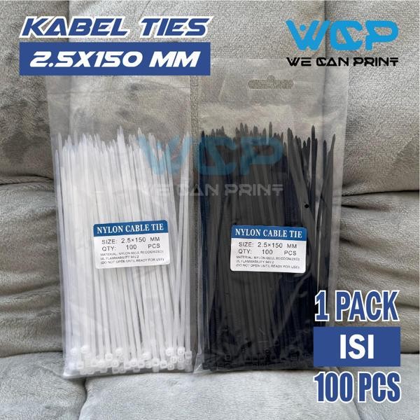 

Kabel Ties 1.9x150mm Nylon Cable Tie Hitam / Putih 15cm Insulock Ties Tis 15 cm 2.5 x 150 mm Insulok (isi 100 pcs)