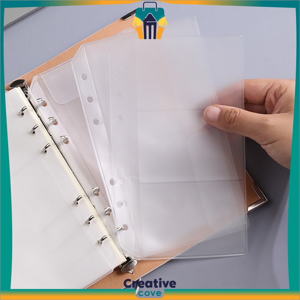 

Transparent Hand Book Bags Ziplock 6 Hole / Zipper Pocket Binder A6 Transparent Pouch Tempat Uang Creative Cove C1105