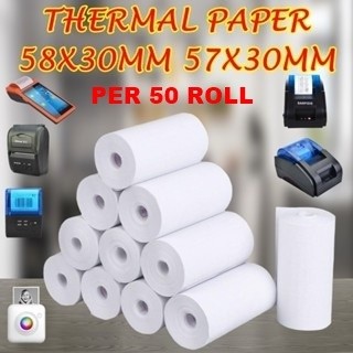 

Thermal [50Roll] Paper Roll 57x30 58x30 Cetak Hitam Kertas Thermal (50Roll) Strip Ungu MurahKertas