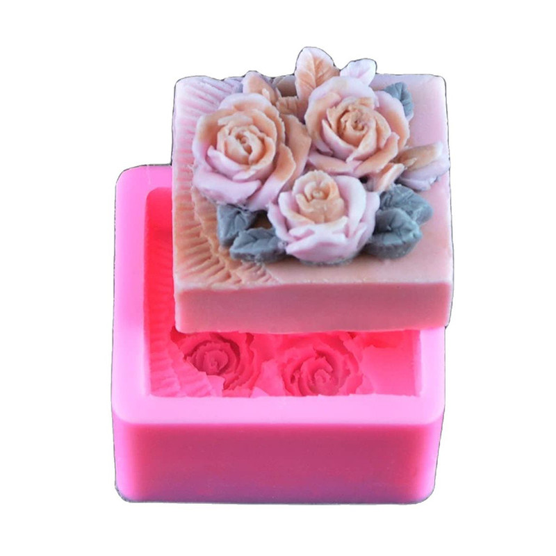 

Soap Mold Rose Flower Square Shape Soap Making Supplies DIY Craft Art Handmade Soap Making Molds Flexible Silicone Mold for Saop
