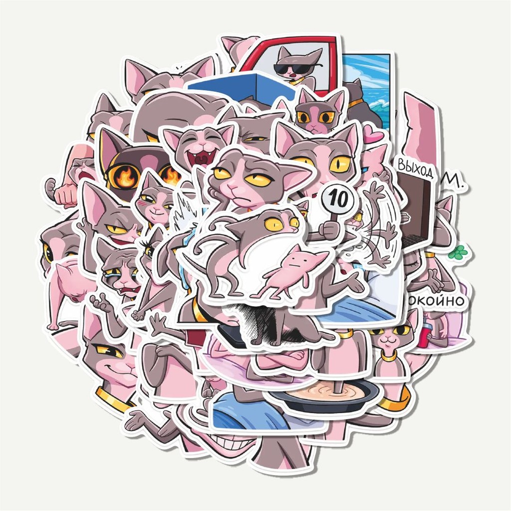 

Sticker Pack Stiker Kartun Funny Cleo Cat | Sticker TUMBLR | Stiker LAPTOP KOPER HELM