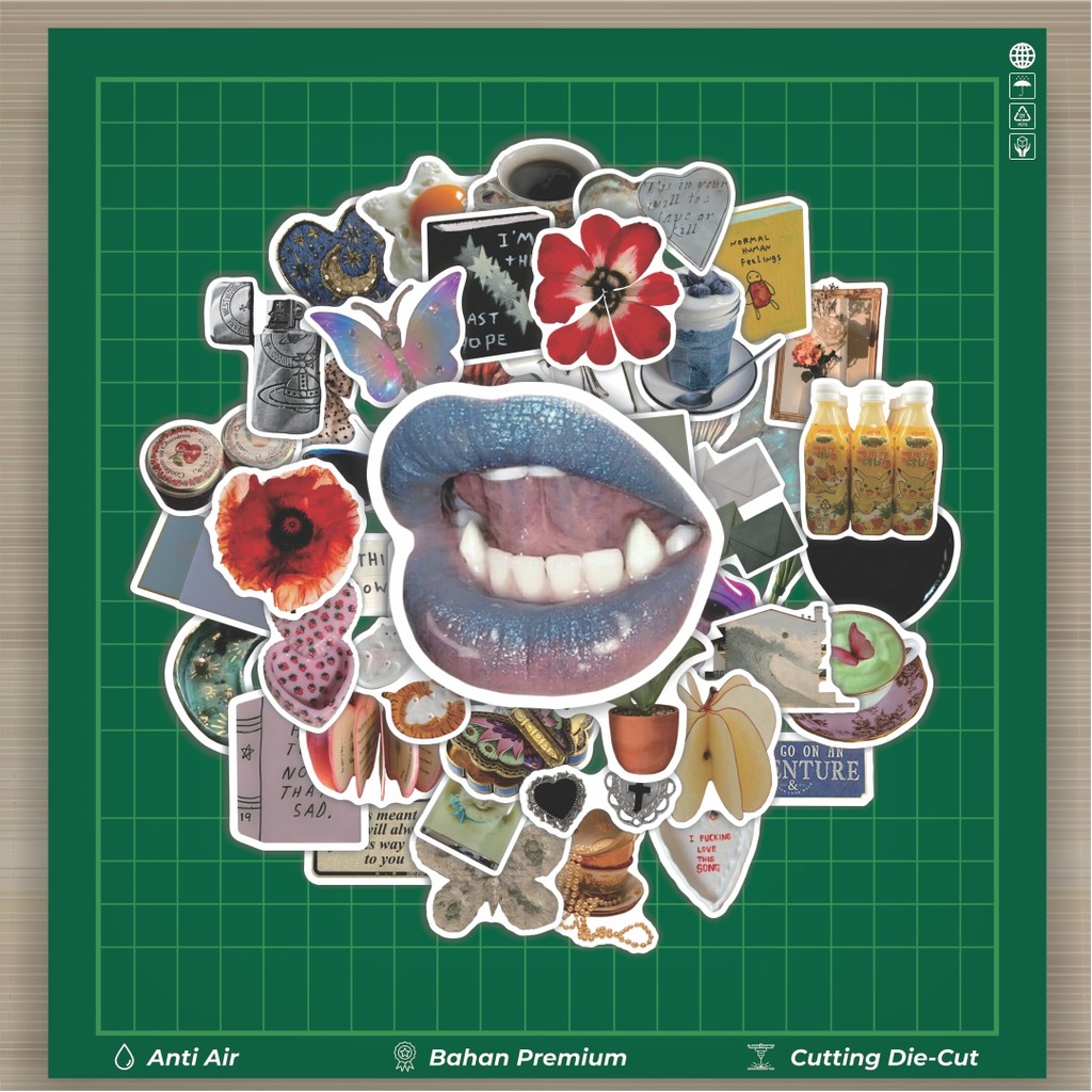 

Stiker Cutting Pack Stiker Vintage Aesthetic Isi 100Pcs Series Aesthetic Lucu Keren Untuk Koper Bahan Vynil