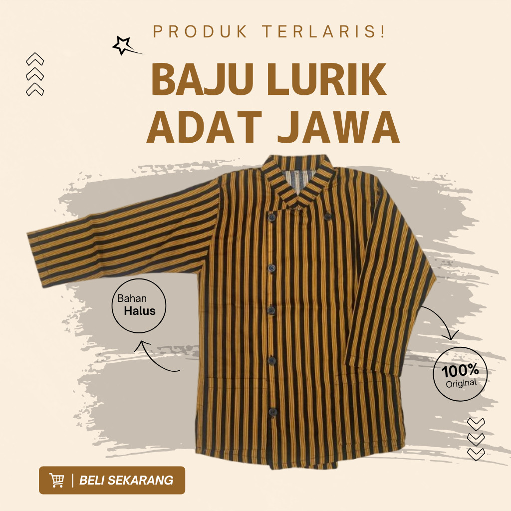 FLASH SALE  Baju Surjan Lurik Adat Jawa | Anak Laki-laki Usia SD | Kostum Adat Jawa