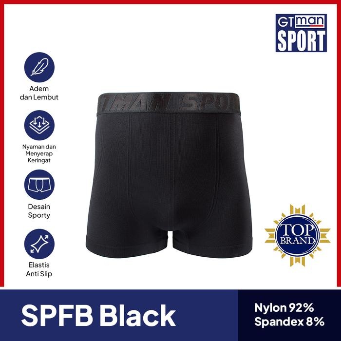 Boxer Celana Dalam Pria GT MAN SPFB Black Isi 1 Pcs / Boxer Men Celana - Hitam, XL Terlaris