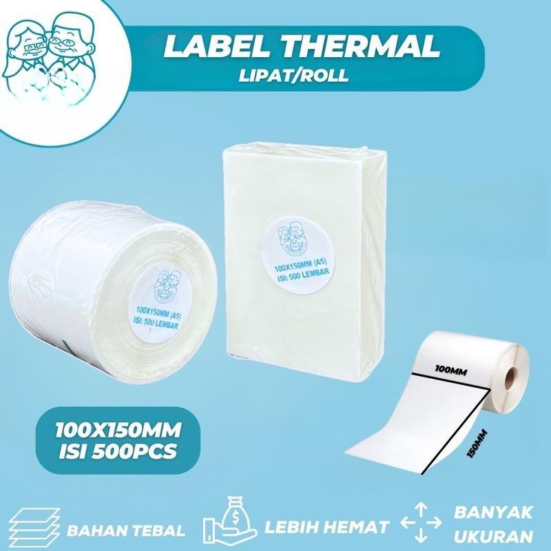 

Label Thermal / Sticker Barcode 100x150mm isi 500pcs Premium Grosir Termurah Kertas Putih by Durif Packaging