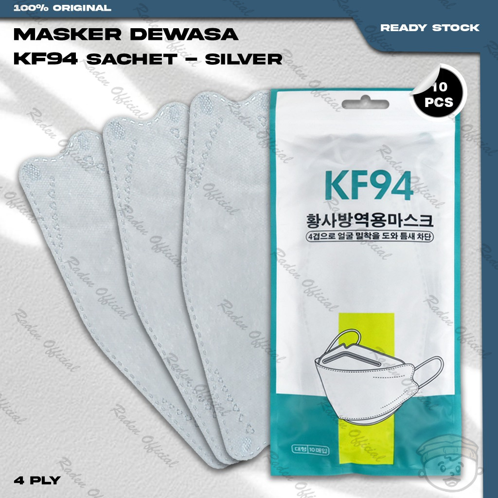 Masker KF94 SACHET 4Ply isi 10Pcs Warna Silver KF 94 4 Ply Earloop Surgical Mask