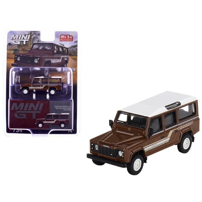 Mini GT Land Rover Defender 110 1985 County Station Wagon Russet Brown #734 Ver Blister / MiniGt 734