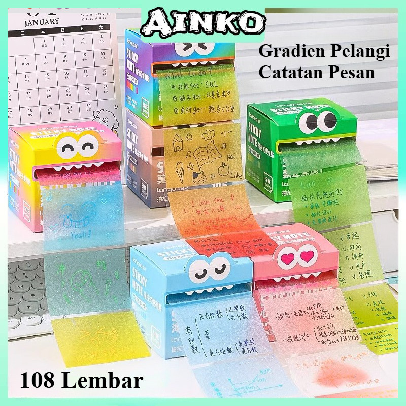 

【108 Lembar】Sticky Notes /Lucu Sticky Notes Memo Note Paper Notepad /Pull-Out Catatan Tempel Gaya Transparan Mutiara/Macaron Rainbow Colors Catatan Pesan